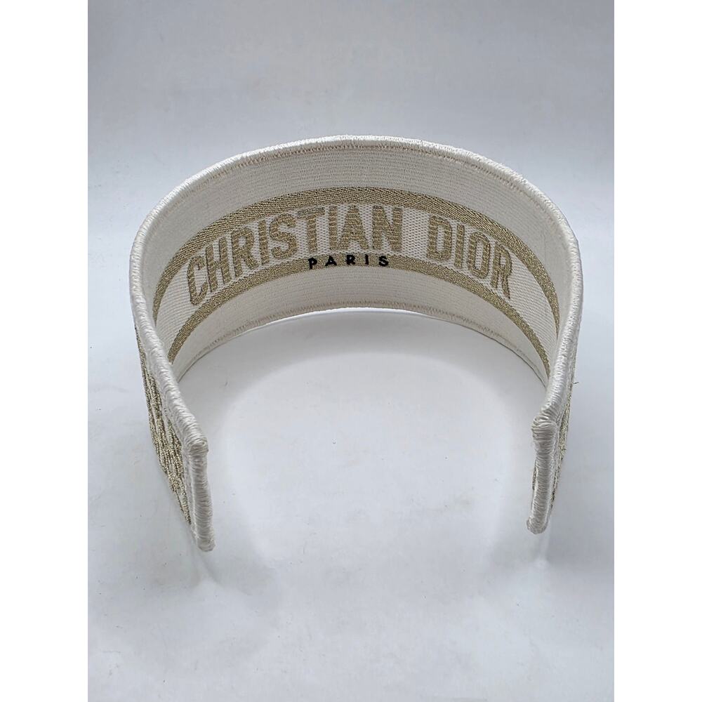 Christian Dior Beige gold Logo patterned canvas wide headband - Picture 13 of 13